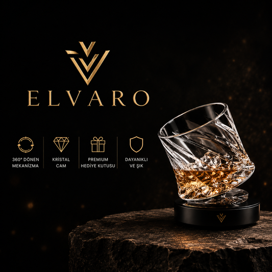 Elvaro 360° Dönen Premium Cam Bardak